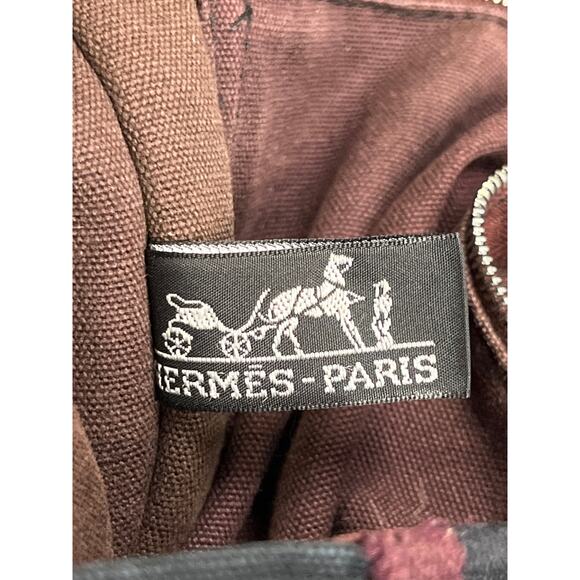 Hermès Fourre Tout Messenger Bag Burgundy and Black Canvas Crossbody - Picture 4 of 16